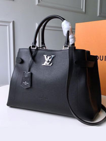 2020 louis vuitton original calfskin lockme day tote bag M53730 black