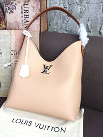 2021 louis vuitton original calfskin lockme hobo bag M52776 apricot