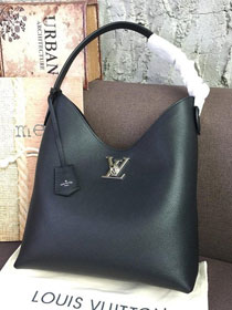 louis vuitton original calfskin lockme hobo bag M52776 black