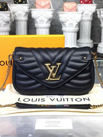 2019 louis vuitton original calfskin new wave chain pochette M63929 black