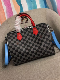 2019 louis vuitton original damier ebene speedy 30 N44367 black