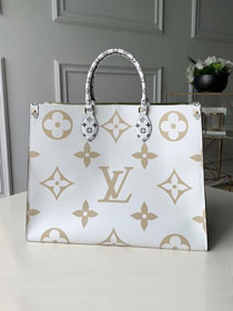 2021 louis vuitton original monogram coated canvas onthego gm tote bag M44571 cream