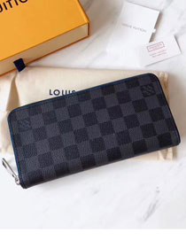 Louis Vuitton top origial damier graphite zippy organiser wallet N63077 blue