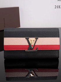 Louis vuitton calfskin capucines wallet M62133 black&pink