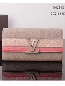 Louis vuitton calfskin capucines wallet M62133 gray&pink