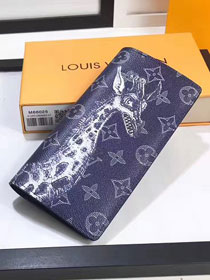 Louis vuitton calfskin leather multiple animals wallet M66933 deep blue