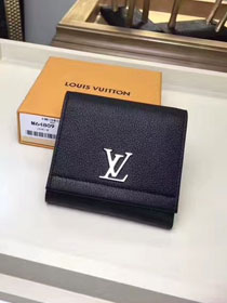 Louis vuitton calfskin lockme ii compact wallet M64309 black