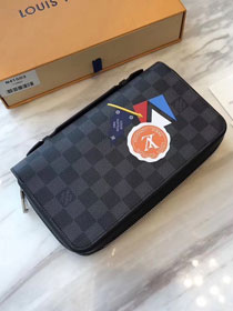 Louis vuitton damier ebene league zippy wallet n61698 black