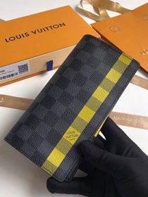 Louis vuitton damier graphite brazza wallet N60089 yellow