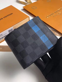 Louis vuitton damier graphite slender wallet N60086 blue