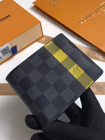 Louis vuitton damier graphite slender wallet N60087 yellow