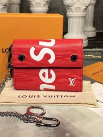 Louis vuitton epi leather rivets chain wallet M63212 red