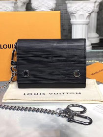 Louis vuitton epi leather rivets chain wallet M63518 black