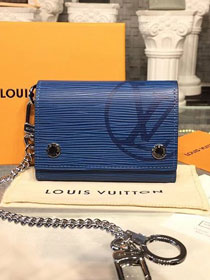 Louis vuitton epi leather rivets chain wallet M63518 blue