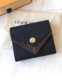 Louis vuitton monogram taurillon leather double v compact wallet M64420 black