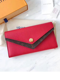 Louis vuitton monogram taurillon leather double v wallet M64317 red