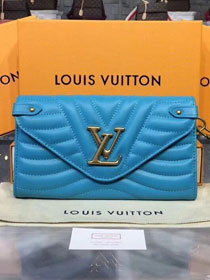 Louis vuitton original calfskin new wave long wallet M63820 blue