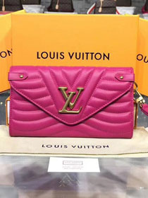 Louis vuitton original calfskin new wave long wallet M63820 rose red