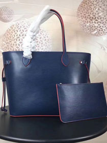 Louis vuitton original epi leather neverfull mm M40885 navy blue