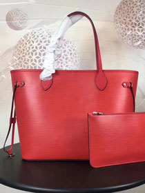 Louis vuitton original epi leather neverfull mm M41159 red