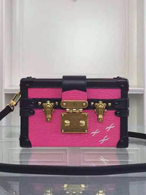 Louis vuitton original epi leather petite malle M44216 rose red