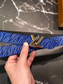 Louis vuitton original epi leather twist 30MM belt M9361U blue