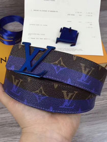 Louis vuitton original monogram 35mm belt MP034 blue