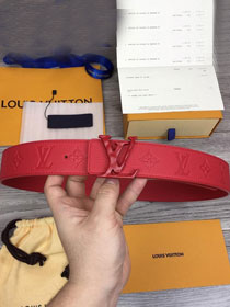 Louis vuitton original monogram calfskin pou up 40mm belt MP236 red