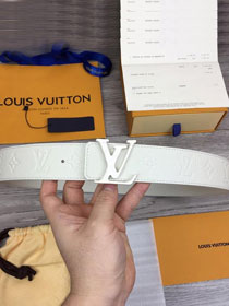 Louis vuitton original monogram calfskin pou up 40mm belt MP236 white