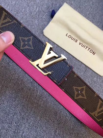 Louis vuitton original monogram canvas Initiales 30mm belt M0072U rose red