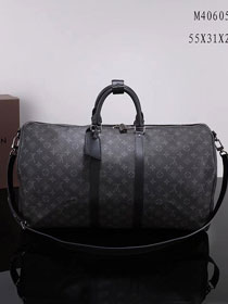 Louis vuitton original monogram canvas keepall 55 bag m40605 black