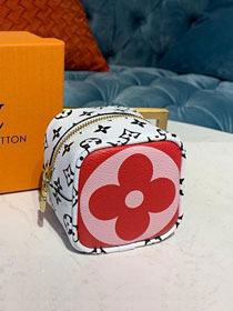 Louis vuitton original monogram cube coin purse M67669 red
