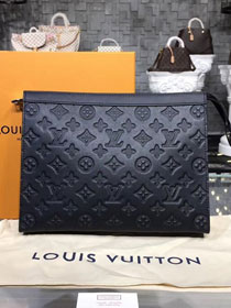 Louis vuitton original monogram shadow calfskin pochette voyage M61692 black