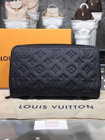Louis vuitton original monogram shadow calfskin zippy wallet M41503 black