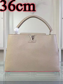 Louis vuitton original taurillon leather capucines MM M94702 light gray