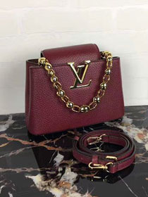 Louis vuitton original taurillon leather capucines mini chain M42935 bordeaux