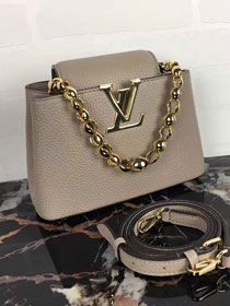 Louis vuitton original taurillon leather capucines mini chain M42935 gray