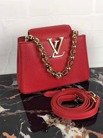 Louis vuitton original taurillon leather capucines mini chain M42935 red