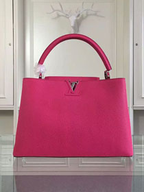 Louis vuitton original taurillon leather capucines pm M42237 rose red