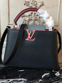 Louis vuitton original taurillon leather capucines pm M42245 black&wine