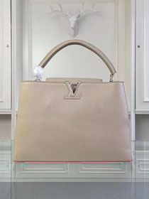 Louis vuitton original taurillon leather capucines pm M42245 light gray