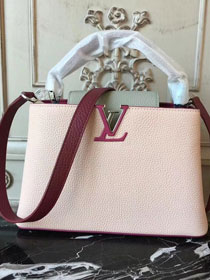 Louis vuitton original taurillon leather capucines pm M42245 pink&wine