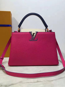 Louis vuitton original taurillon leather capucines pm M42245 rose red&purple