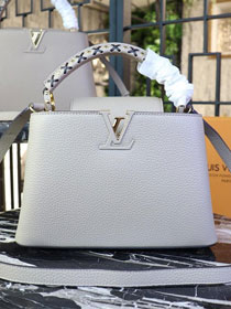 Louis vuitton orignal calfskin capucines pm M52385 light grey