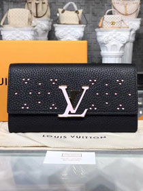 Louis vuitton taurillon leather capucines compact wallet M62556 black