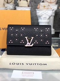 Louis vuitton taurillon leather capucines compact wallet M62564 black