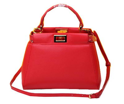 Replica Fendi mini Peekaboo Bag Sheepskin Leather FD520885 Red Fendi mini Peekaboo Bag Sheepskin Leather FD520885 Red
