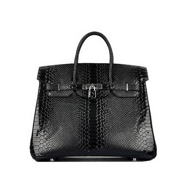 Replica Fashion Hermes Birkin 35CM Black Snake Leather Tote Bag Silver Fashion Hermes Birkin 35CM Black Snake Leather Tote Bag Silver