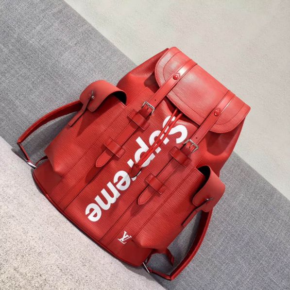 Replica LV supreme Limited Edition Red Epi Backpack Bags