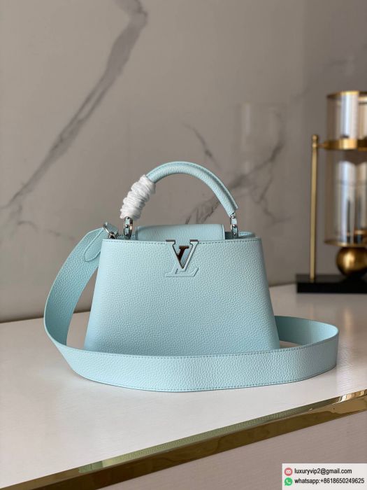 Replica LV Capucines white&blue M48865 Tote Bags